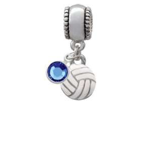 Mini Enamel Volleyball   Two Sided European Charm Bead Hanger with 