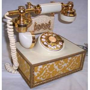    Gold Brocade Antique Decorator Cradle Phone