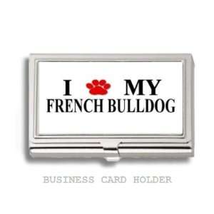  French Bulldog Love My Dog Paw Business Card Holder Case 