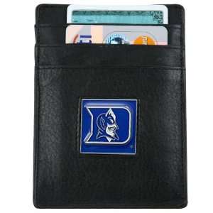 NCAA Duke Blue Devils Black Leather Money Clip and Business Card 