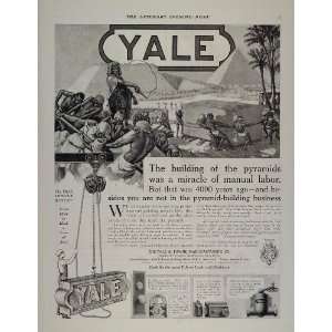  1914 Ad Yale Locks Chain Block Egyptian Pyramids NICE 