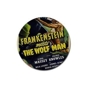 Frankenstein wolf man Round Rubber Coaster set 4 pack Great Gift Idea
