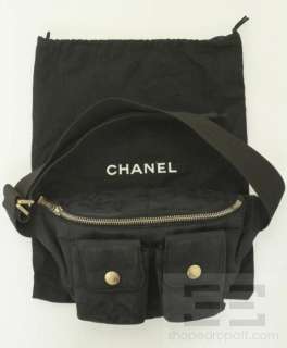 Chanel Travel Line Black Nylon Checkered Monogram Belt Bag  