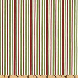  44 Wide Holly Jolly Stripes Green/Red Fabric By The Yard 