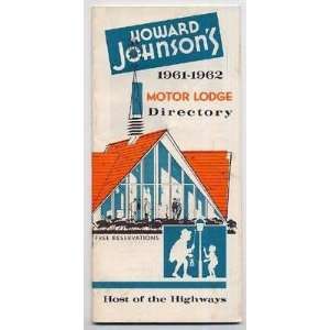  1961 1962 Howard Johnsons Motor Lodge Directory Host of 