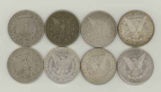 Lot 8 Assorted Date Carson City CC Morgan Silver Dollars Coins No 