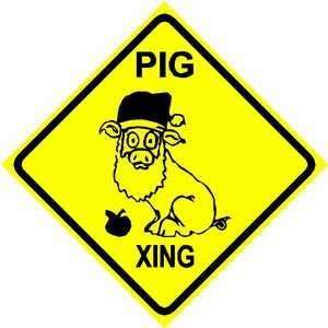 PIG CROSSING sign * santa beard *CUTE PIG* 