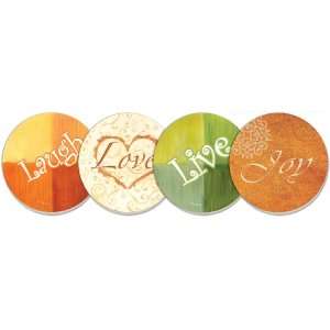 CounterArt Laugh Love Live Joy Absorbent Coasters, Assorted, Set of 4 