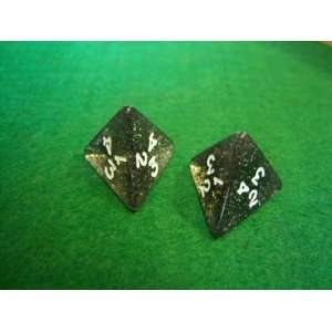 Glitter Black and White 4 Sided Dice  Toys & Games  