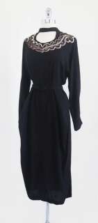   Dramatic Film Noir Black Tulip Skirt Sequins Cutout Dress Gown S M