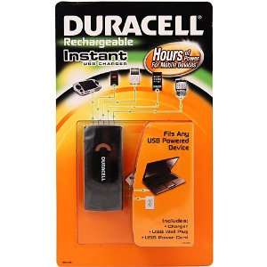 Duracell Rechargeable Instant USB Power Charger w Wall Plug Power Cord