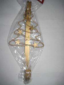 Holiday Christmas Wreath Holder Hanger Tree Stars Gold  