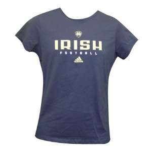 Notre Dame Fighting Irish Womens Navy Irish Football Crew T Shirt 