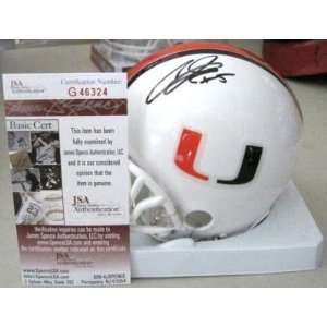  Autographed Andre Johnson Mini Helmet   Miami Hurricanes 
