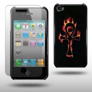  IPHONE 4 BURNING CROSS PATTERN BACK COVER WITH SCREEN 