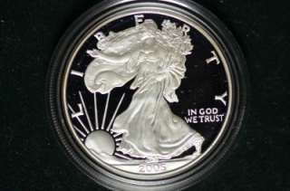 2005 W PROOF SILVER AMERICAN EAGLE WITH MINT BOX & COA  