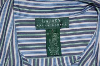 RALPH LAUREN BLUE WHITE GREEN COTTON SHIRT WOMENS 8  