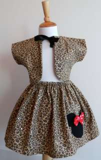 Girls Custom Handmade Minnie Mouse Sequins Cheetah Print Vest And 