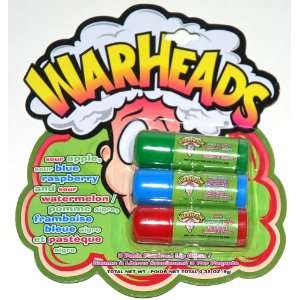War Heads Sour Mini Lip Gloss 3 Pack, Sour Apple, Blue Raspberry and 