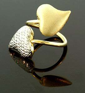 10K Gold with Silver finish Fancy Womens Ring Heart  
