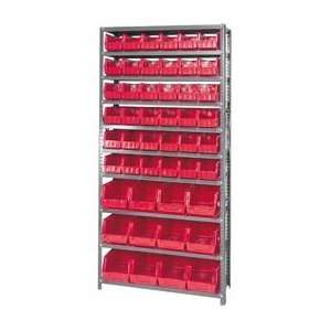   Steel Shelving With 48 Giant Stacking Bins Red