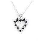 GEMaffair BLACK HEART PENDANT W/ ONYX OPAL & CZ   STERLING SILVER