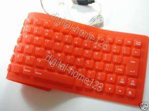 Flexible Silicone Rubber PC Keyboard antiwater USB RED  