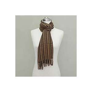  NOVICA 100% alpaca wool scarf, In Brown