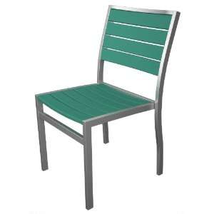  Polywood Euro Side Chair with Poly Wood in Silver / Aruba 