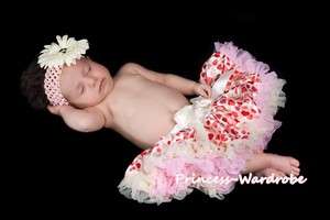 Newborn Baby Cream Pink Sweet Heart Pettiskirt Petti Skirt Dance Tutu 