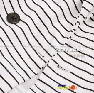 Women Fashion OL Stripe Turndown Collar Suit Coat Jacket New WSUIT032 