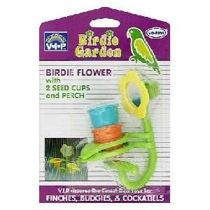   Birdie Flower with Two Seed Cups and Perch Bird Toy Assorted Colors