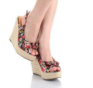 Slingback Glitter Platform Wedge Heel Women Pumps Shoes  