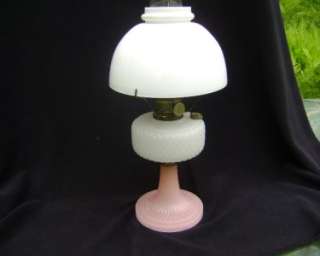 Vintage Aladdin Diamond Quilt Moonstone Oil Lamp Model B Burner  