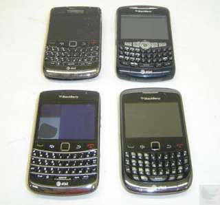 Dealer Lot of 4 BlackBerry Smartphones 2x Bold 9700 1x Curve 9300 1x 