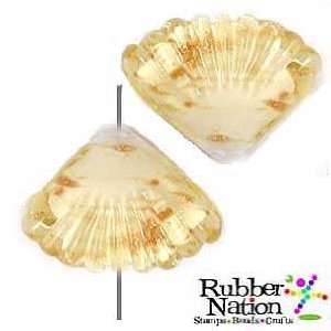  Ocean Sea Shell Lampwork Glass Focal Beads YELLOW GOLD 8pc 