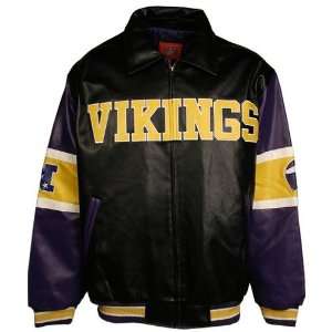    Minnesota Vikings Black Varsity Pleather Jacket