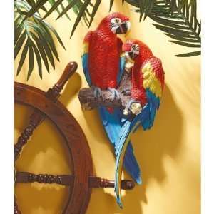 Xoticbrands 22 Red Tropical Macaws Wall Sculpture Statue Figurine 