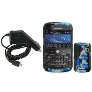  iFase Brand Blackberry 9360/9370/Apollo Combo Blue Flower 