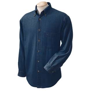 Harriton Mens 6.5 oz Long Sleeve Button Down Denim Shirt M550 at 