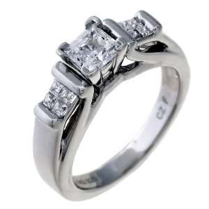 The Jewelers Collection Ladies 14K White Gold 0.70 CTW Princess Cut 
