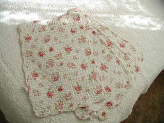 Set of 4 Elizabeth Shabby Pink Cottage Chic Roses Quilted Placemats 