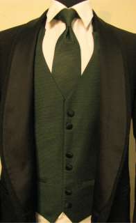 47) Green Cord Half Back Vest, Bow Tie, Neck Tie made in USA  