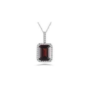  0.25 Cts Diamond & 4.08 Cts Garnet Pendant in Platinum 