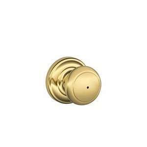 Schlage F40 605 Bright Brass Privacy Andover Style Knob with Andover 