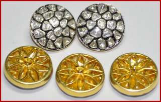 Unique Uncut 4.34ct DIAMOND ANTIQUE VICTORIAN GOLD 5X Coat Buttons 