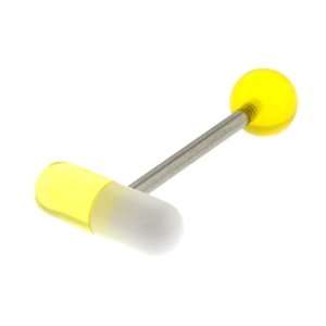   Steel   UV Yellow / White Pill Barbell   14g   SOLD AS A PAIR Jewelry