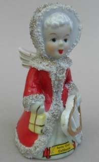   Xmas BELL Japan ANGEL Spaghetti Trim c1950s Harp Santa Claus CA  