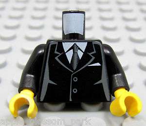 NEW Lego Male Boy Minifig TORSO w/Black Suit Shirt Tie  