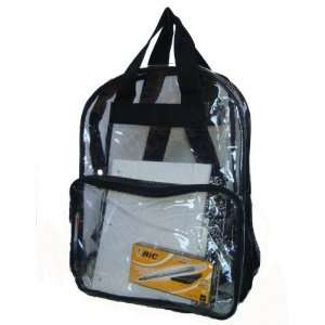  17 Clear PVC Backpack   Black Case Pack 40 Sports 